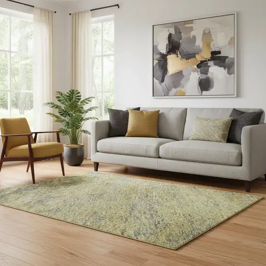 Gold And Gray Abstract Washable Area Rug With UV Protection Photo 2