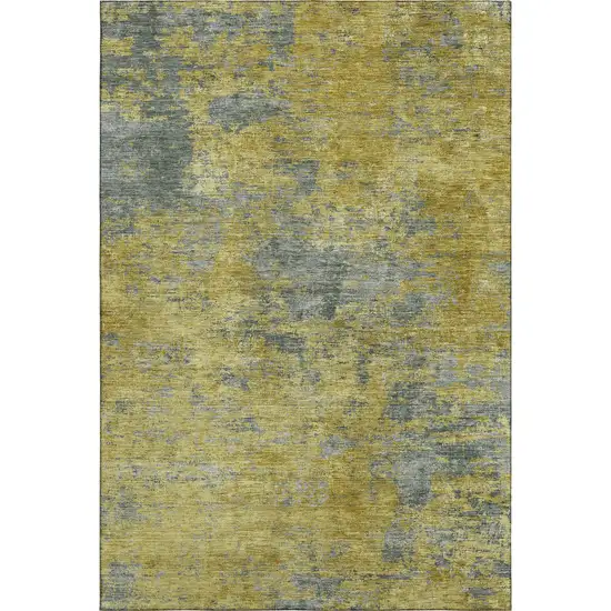 Gold And Gray Abstract Washable Area Rug With UV Protection Photo 5