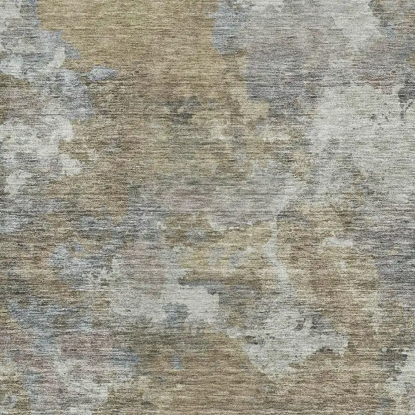 Gold And Gray Abstract Washable Area Rug With UV Protection Photo 3