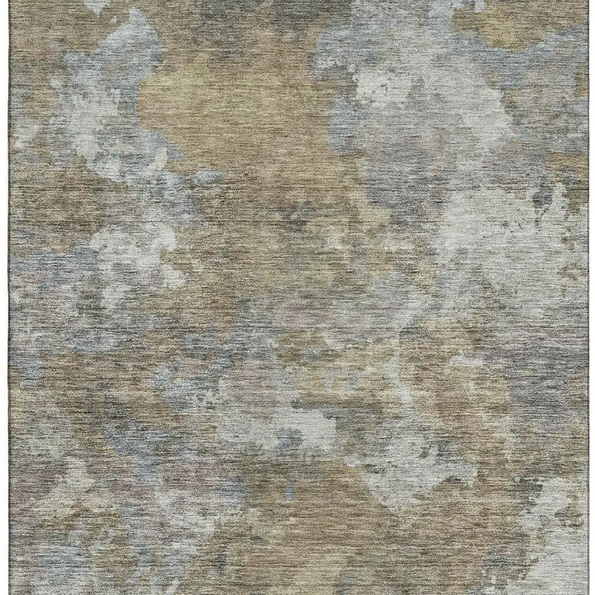 Gold And Gray Abstract Washable Area Rug With UV Protection Photo 4