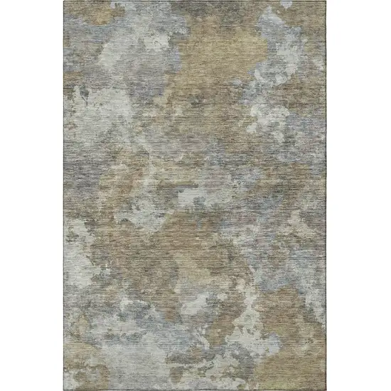 Gold And Gray Abstract Washable Area Rug With UV Protection Photo 4