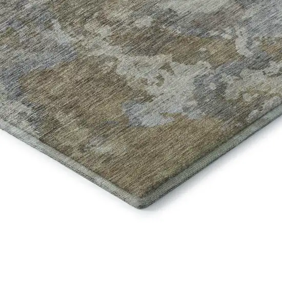 Gold And Gray Abstract Washable Area Rug With UV Protection Photo 8