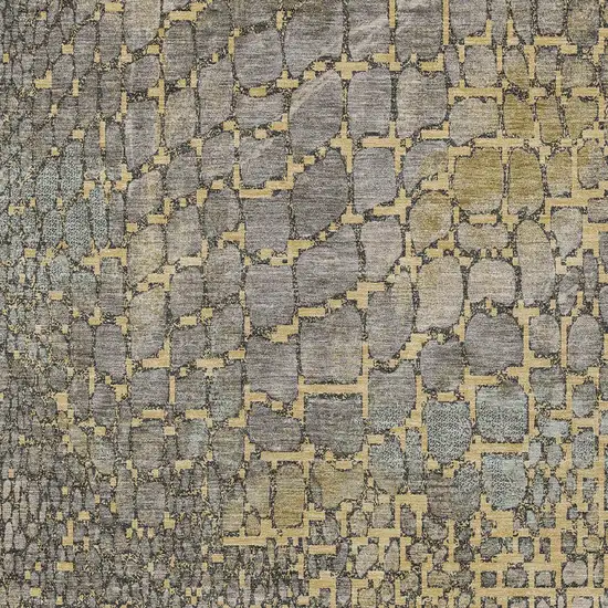 Gold And Gray Abstract Washable Indoor Outdoor Area Rug Photo 6
