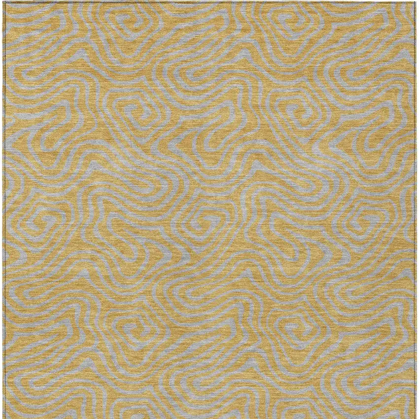 Gold And Gray Abstract Washable Indoor Outdoor Area Rug Photo 8