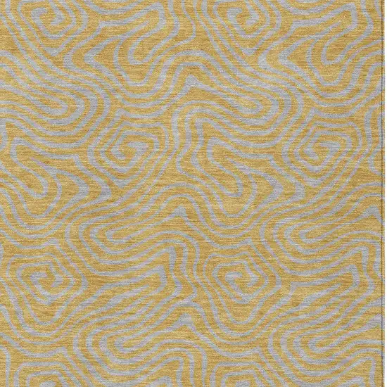 Gold And Gray Abstract Washable Indoor Outdoor Area Rug Photo 7