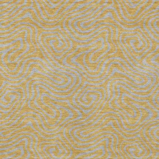 Gold And Gray Abstract Washable Indoor Outdoor Area Rug Photo 7