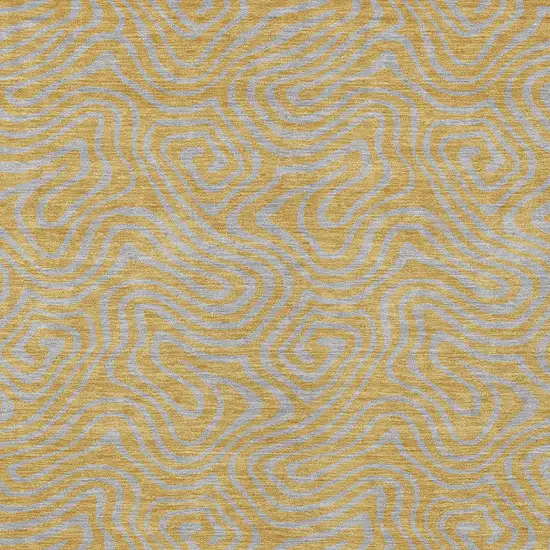 Gold And Gray Abstract Washable Indoor Outdoor Area Rug Photo 7