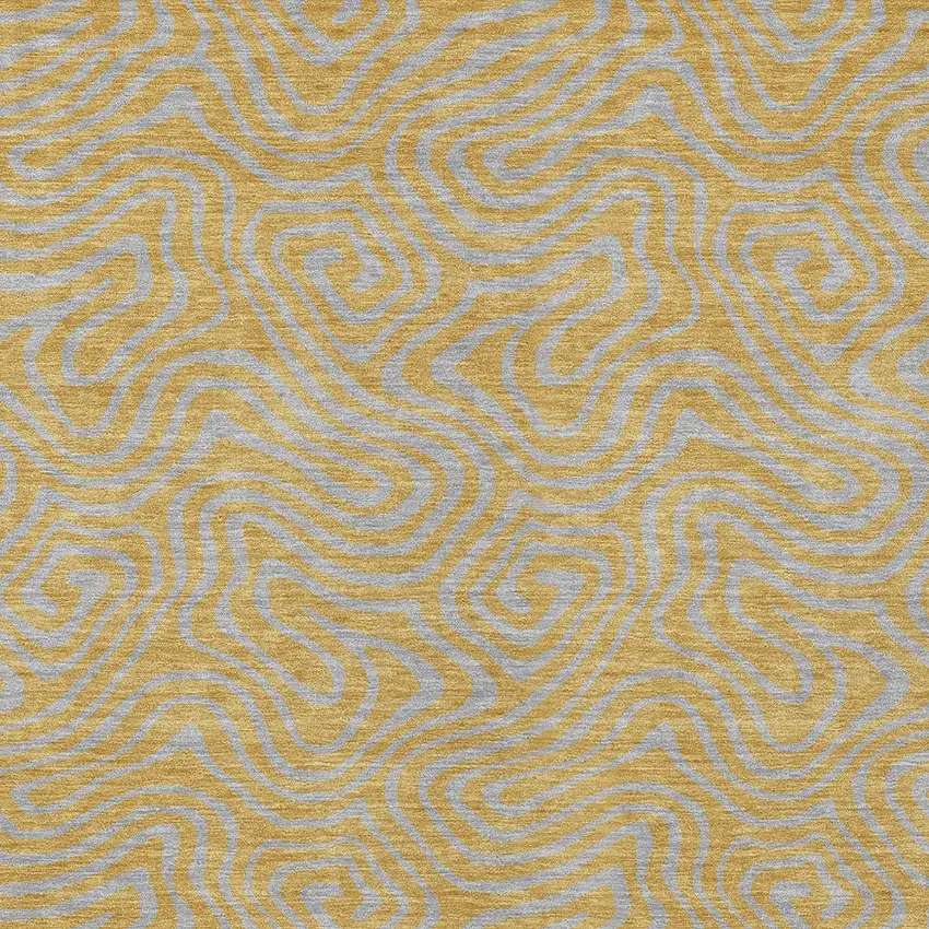 Gold And Gray Abstract Washable Indoor Outdoor Area Rug Photo 7