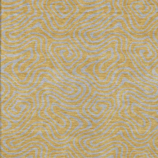 Gold And Gray Abstract Washable Indoor Outdoor Area Rug Photo 7