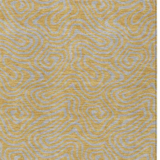 Gold And Gray Abstract Washable Indoor Outdoor Area Rug Photo 5