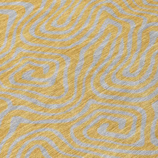 Gold And Gray Abstract Washable Indoor Outdoor Area Rug Photo 4