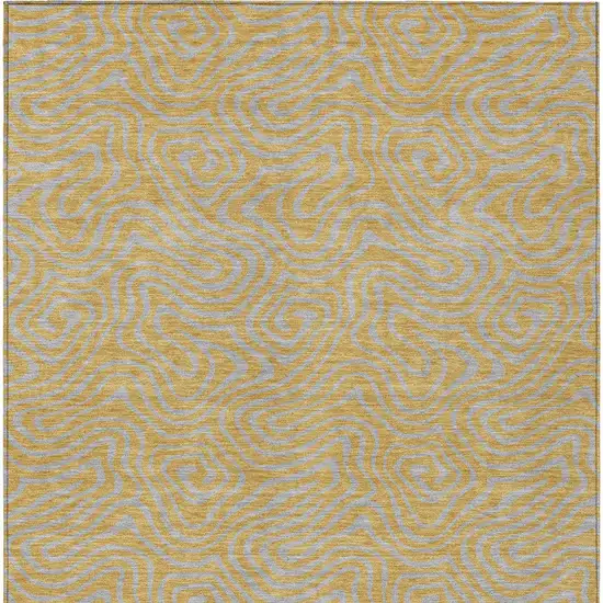 Gold And Gray Abstract Washable Indoor Outdoor Area Rug Photo 6