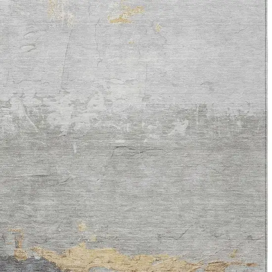 Gold And Gray Abstract Washable Indoor Outdoor Area Rug Photo 3