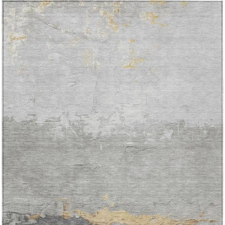 Gold And Gray Abstract Washable Indoor Outdoor Area Rug Photo 4