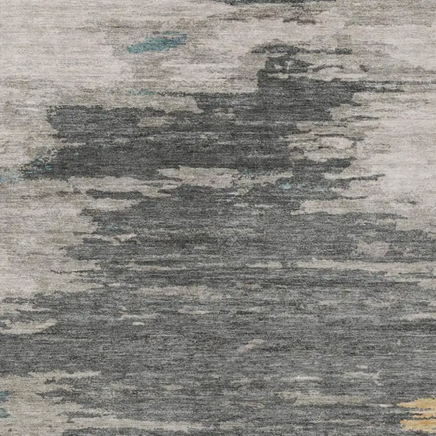 Gold And Gray Abstract Washable Indoor Outdoor Area Rug Photo 3