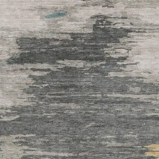Gold And Gray Abstract Washable Indoor Outdoor Area Rug Photo 3