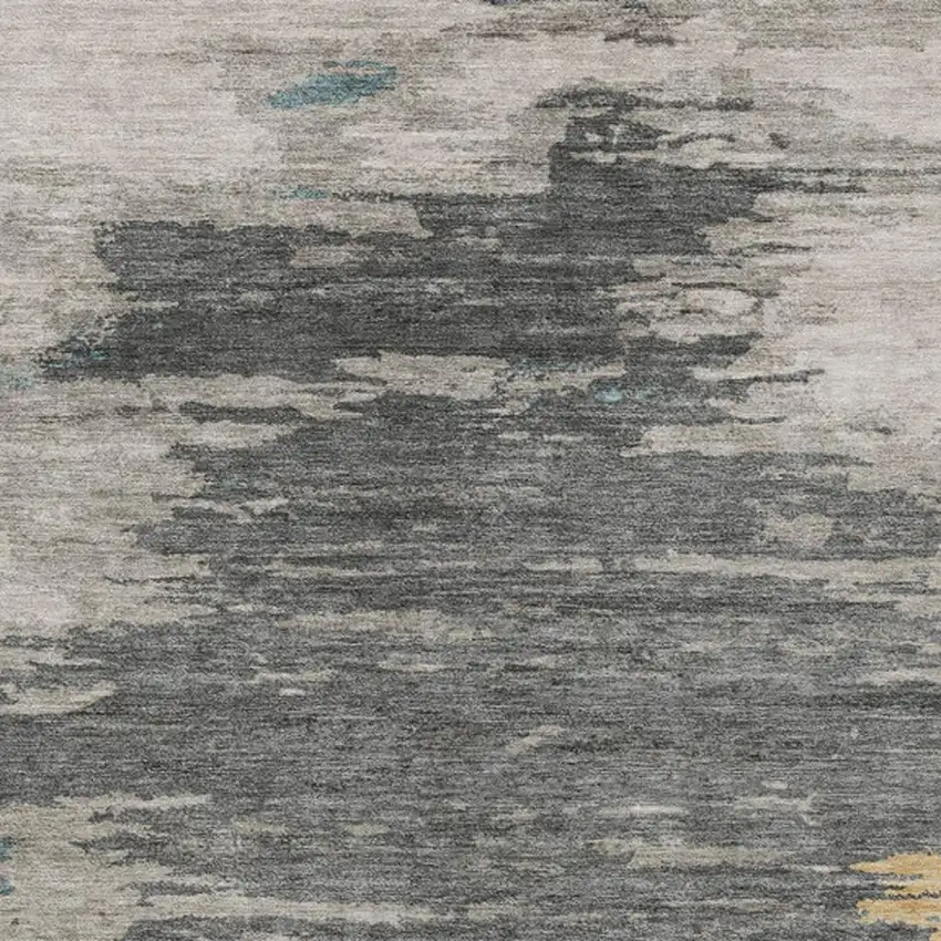 Gold And Gray Abstract Washable Indoor Outdoor Area Rug Photo 3