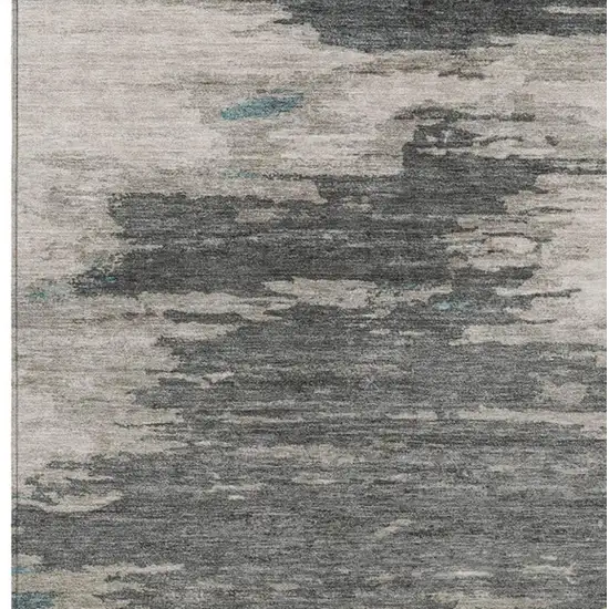 Gold And Gray Abstract Washable Indoor Outdoor Area Rug Photo 3