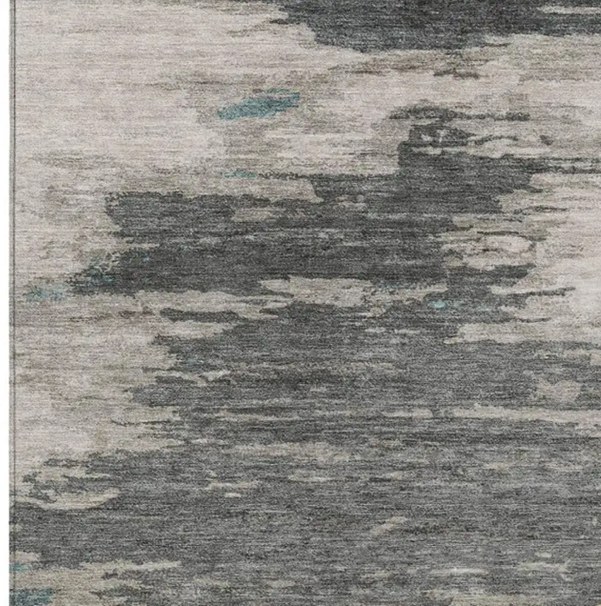Gold And Gray Abstract Washable Indoor Outdoor Area Rug Photo 3