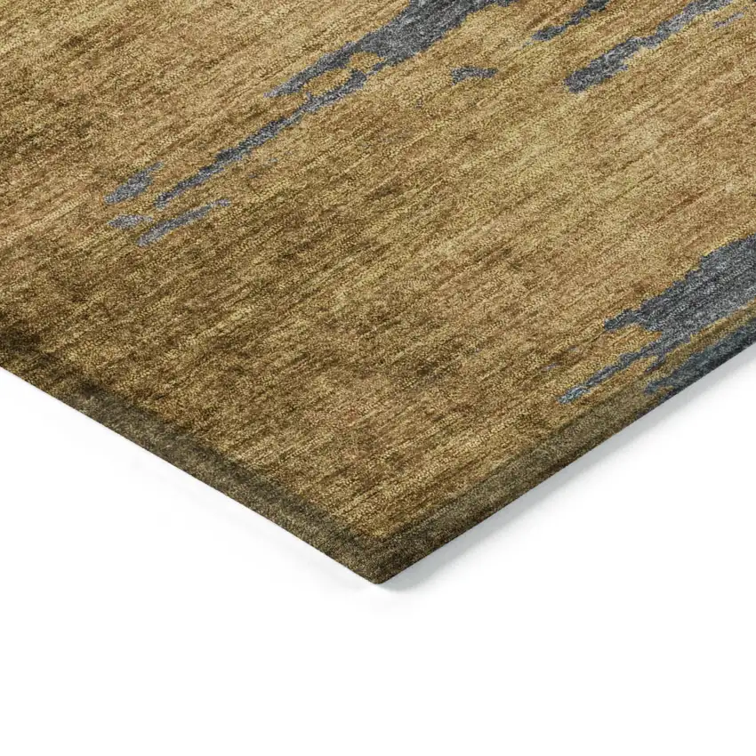 Gold And Gray Abstract Washable Indoor Outdoor Area Rug Photo 9