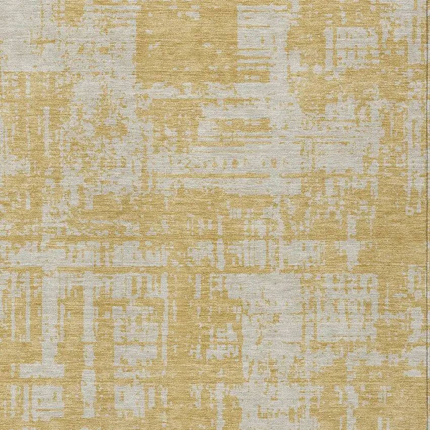 Gold And Gray Abstract Washable Indoor Outdoor Area Rug Photo 5