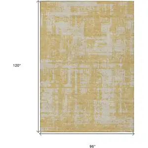Photo of Gold And Gray Abstract Washable Indoor Outdoor Area Rug