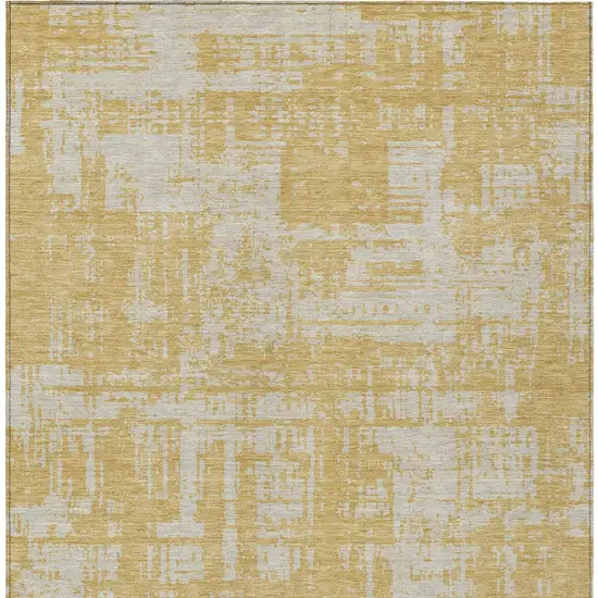 Gold And Gray Abstract Washable Indoor Outdoor Area Rug Photo 5