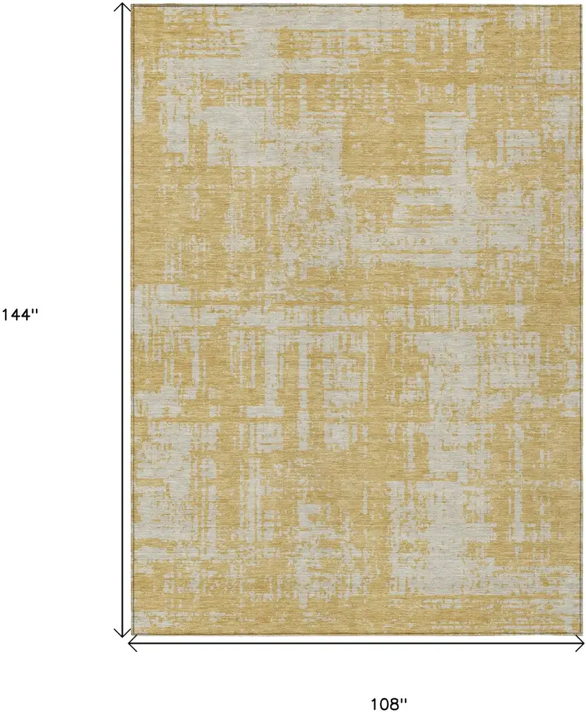 Gold And Gray Abstract Washable Indoor Outdoor Area Rug Photo 3