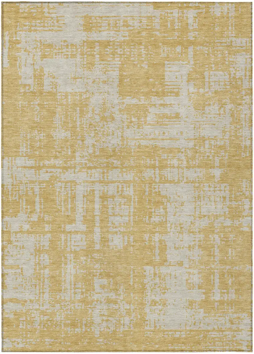 Gold And Gray Abstract Washable Indoor Outdoor Area Rug Photo 2