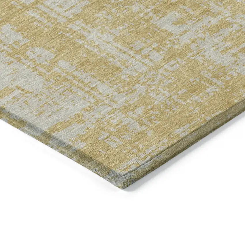 Gold And Gray Abstract Washable Indoor Outdoor Area Rug Photo 4