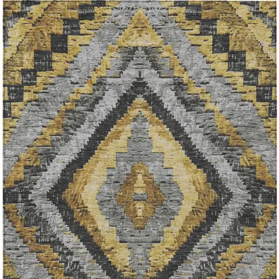 Gold And Gray Aztec Washable Indoor Outdoor Area Rug Photo 9