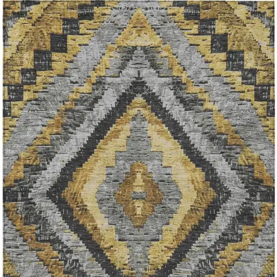Gold And Gray Aztec Washable Indoor Outdoor Area Rug Photo 4