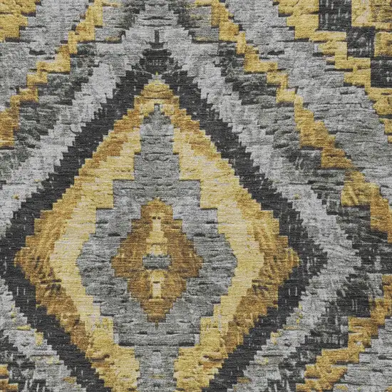 Gold And Gray Aztec Washable Indoor Outdoor Area Rug Photo 7