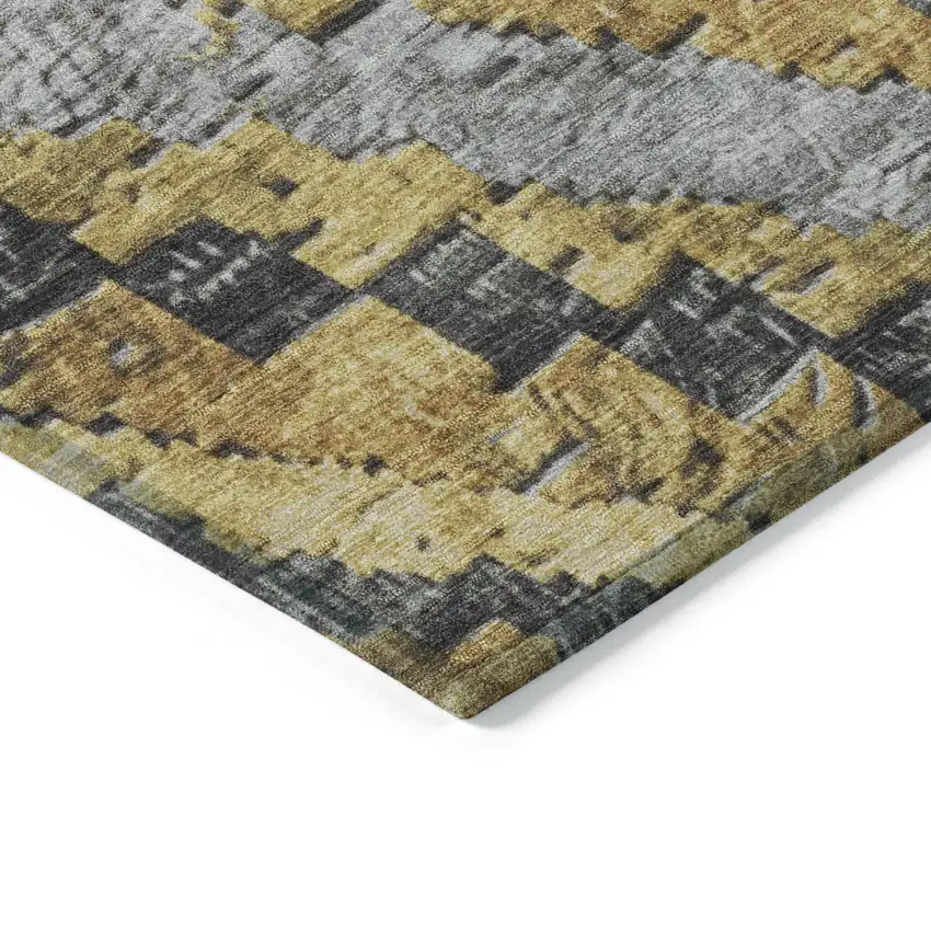 Gold And Gray Aztec Washable Indoor Outdoor Area Rug Photo 9