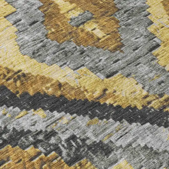 Gold And Gray Aztec Washable Indoor Outdoor Area Rug Photo 6