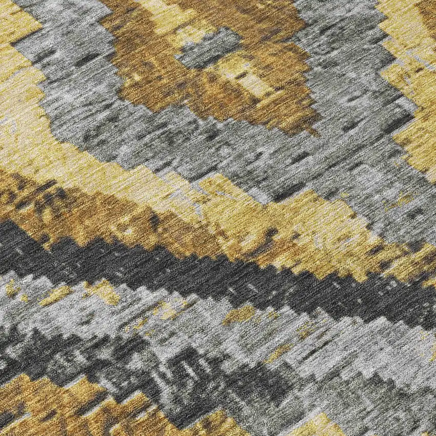 Gold And Gray Aztec Washable Indoor Outdoor Area Rug Photo 6