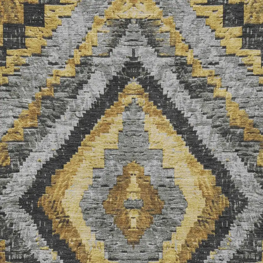 Gold And Gray Aztec Washable Indoor Outdoor Area Rug Photo 7
