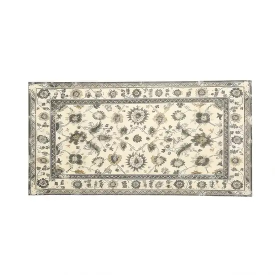Gold And Gray Floral Washable Area Rug Photo 2