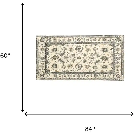 Gold And Gray Floral Washable Area Rug Photo 4
