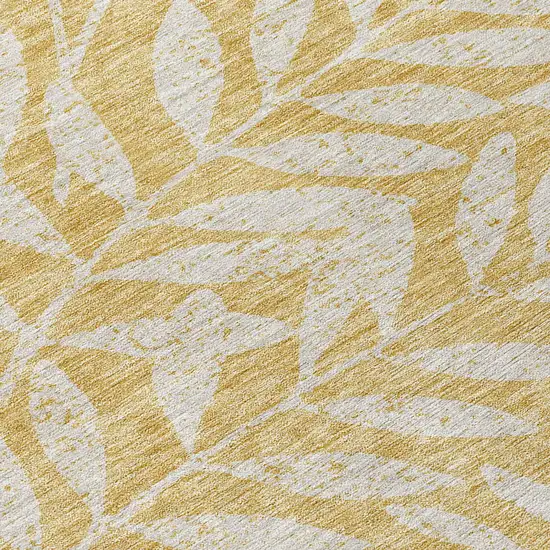 Gold And Gray Floral Washable Indoor Outdoor Area Rug Photo 8