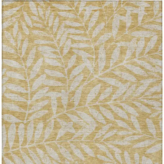 Gold And Gray Floral Washable Indoor Outdoor Area Rug Photo 6