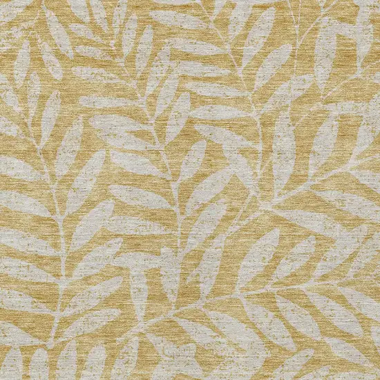 Gold And Gray Floral Washable Indoor Outdoor Area Rug Photo 6