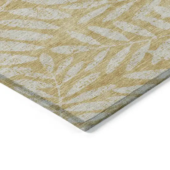Gold And Gray Floral Washable Indoor Outdoor Area Rug Photo 5