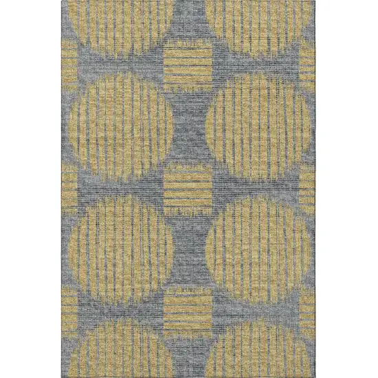 Gold And Gray Geometric Washable Area Rug With UV Protection Photo 6