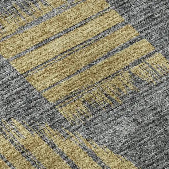Gold And Gray Geometric Washable Area Rug With UV Protection Photo 9