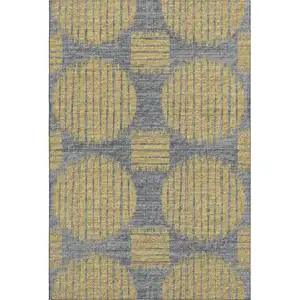 Photo of Gold And Gray Geometric Washable Area Rug With UV Protection