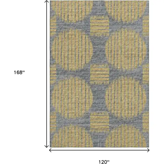 Gold And Gray Geometric Washable Area Rug With UV Protection Photo 3