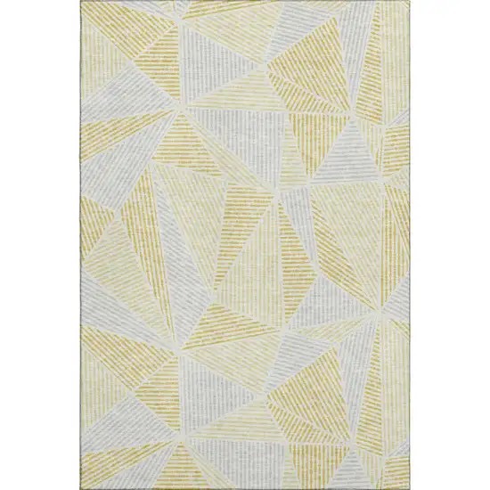 Gold And Gray Geometric Washable Area Rug With UV Protection Photo 1