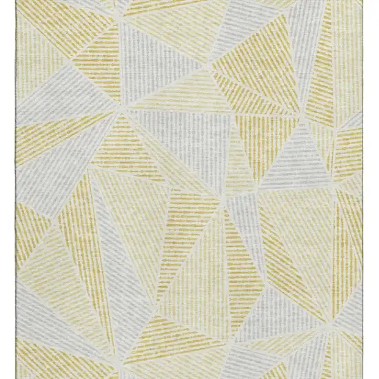 Gold And Gray Geometric Washable Area Rug With UV Protection Photo 4