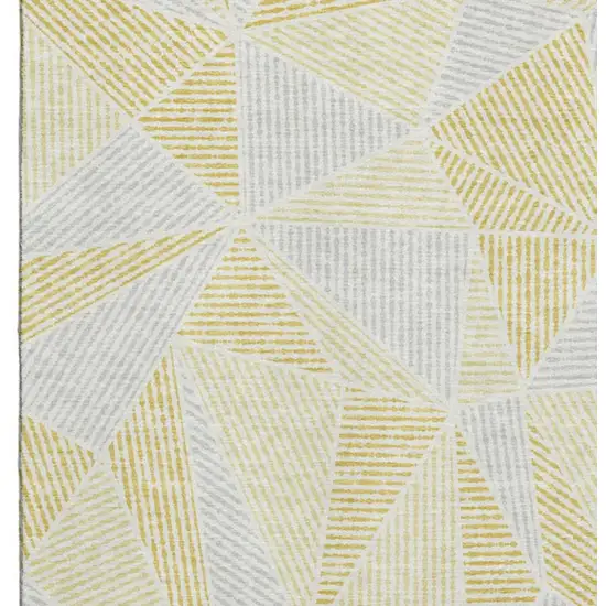 Gold And Gray Geometric Washable Area Rug With UV Protection Photo 3
